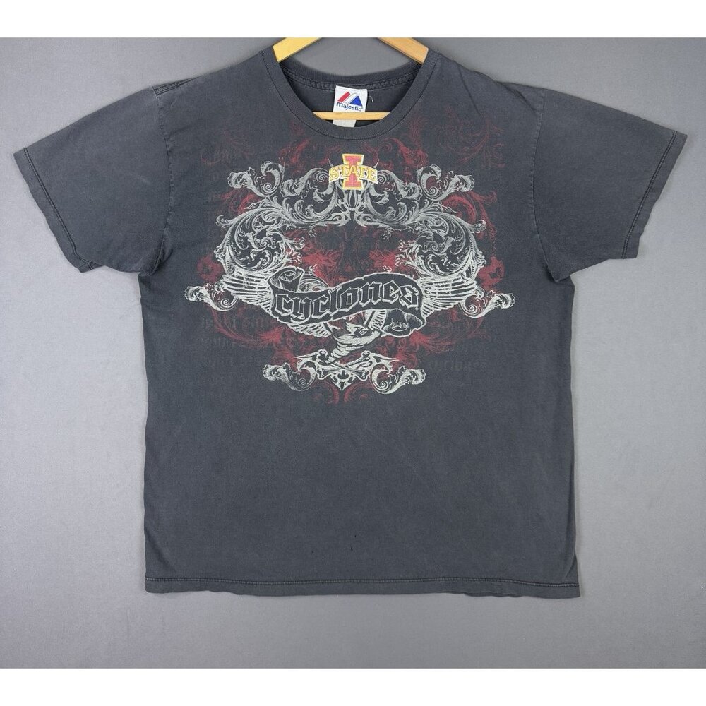 Vintage Y2K NCAA Majestic IOWA State Cyclones Black Shirt Sports School College